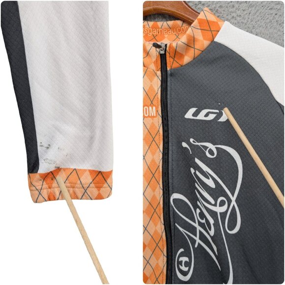 Louis Garneau Cycling Shirt Mens Orange Multi Full Zip Mock Neck Pockets Size M - Picture 10 of 10